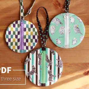 Pattern; Tutorial of Round Zip Handbag; Moon Wallet; Decoration for larger bags;Insant download PDF; Easy to make