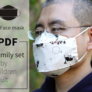 PDF Tutorial and Pattern of 3D Boat-shaped face mask;Keep glasses from fogging up;Easy to make;Filter Pocket;6 Sizes for Children and Adults