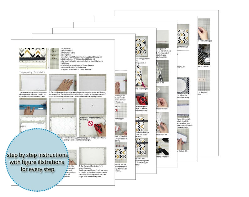 Tutorial of zip rectangular purse; Five sizes; zip document cotton pouch; step-by-stey PDF instruction and pattern;