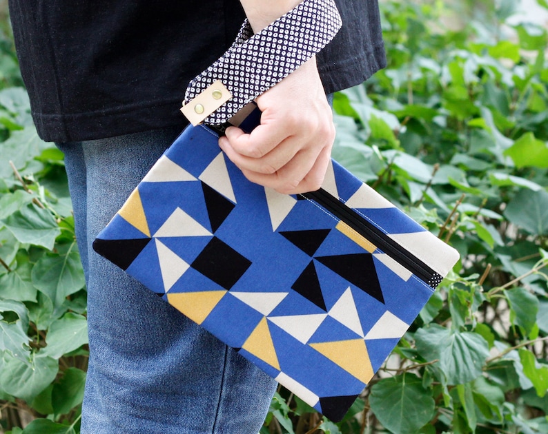 Tutorial of zip rectangular purse; Five sizes; zip document cotton pouch; step-by-stey PDF instruction and pattern;