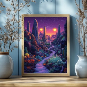 Digital Alien Landscape Wall Art, Alien Landscape Digital Art, Sci-Fi Wall Art Print, Sci-Fi Art Print, Digital Download