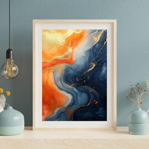Abstract Watercolor Art Print: Modern Ink Flow (Digital Download)
