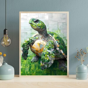 Geometric Turtle Art Print: Abstract Minimalist Wildlife (Digital Download)