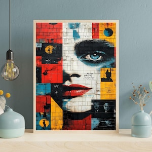 Modern Pop Art Portrait Print, Abstract Woman Wall Art, Colorful Pop Art Poster, Abstract Woman Portrait, Vibrant Pop Art Portrait