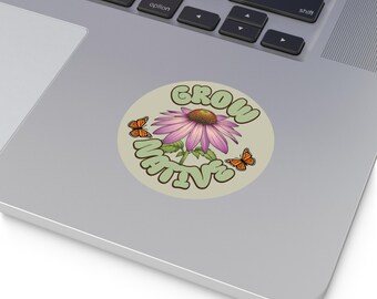 Adesivo de vinil nativo Grow, plantas nativas, suporte para polinizadores, decalque de conservação da vida selvagem, presente para amantes da natureza
