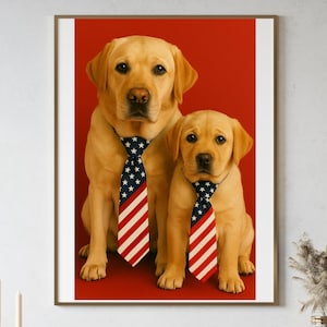 Independence Day Decor, Labrador Retriever Wall Art, Labrador Dog Lover Gift, Labrador American Flag Print, July Fourth Labrador Poster.