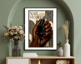 Professionell nagelsalong marknadsföringsaffisch, nagelstudiodekor, väggkonst för nagelsalong, nagelteknikerpresent, nagelposter, nagelartist, modeaffisch.