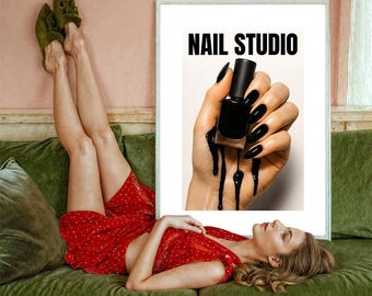 Professionell nagelsalong marknadsföringsaffisch, nagelstudiodekor, väggkonst för nagelsalong, nagelteknikerpresent, nagelposter, nagelartist, modeaffisch.