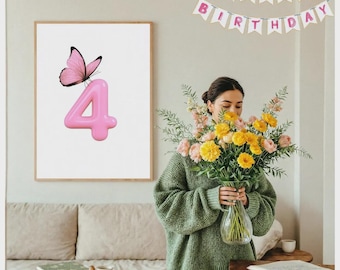 4th Birthday Decor, Fourth Birthday Gift, 4th Birthday Wall Art, 4th Anniversary, Fourth Anniversary, Four Year Anniversary, Birthday Decor
