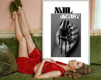 Nail Artist Poster, Beauty Salon Print, Nail Salon Art, Nail Studio Decor, Nail Tech Gift, Fashion Poster, Nail Poster, Nail Photography.