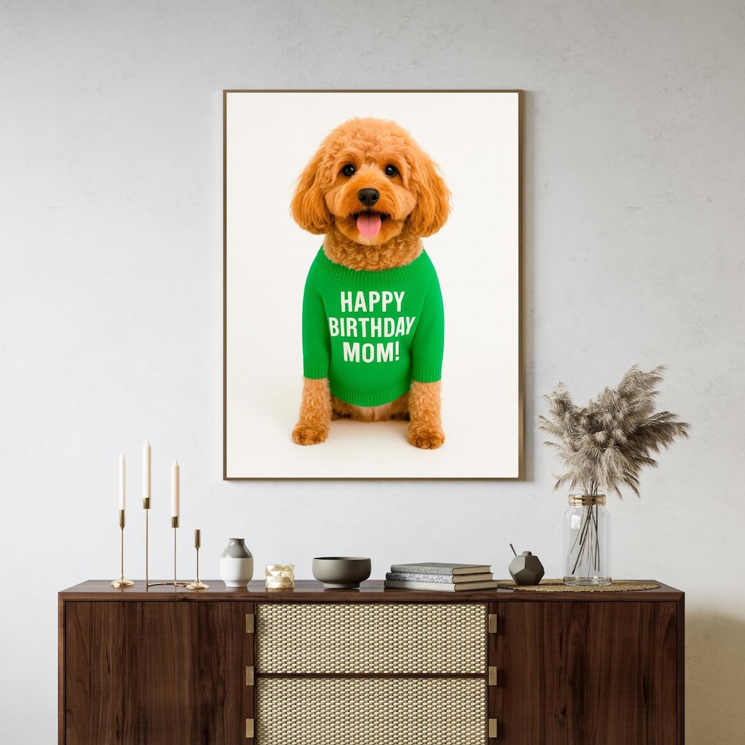Cavapoo Happy Birthday Mom Print, Cavapoo Wall Art, Cavapoo Mom Gift ...