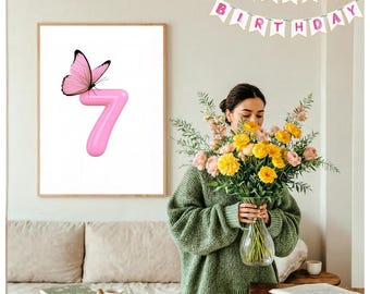 7th Birthday Gift, Seventh Birthday Decor, 7th Birthday Wall Art, 7th Anniversary, 7th Anniversary, Seven Year Anniversary, Birthday Decor