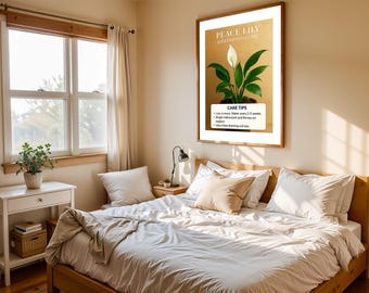 Peace Lily Care Tips Wall Art Printable, Spathiphyllum Plant Guide,Indoor Houseplant Decor Digital Download, Botanical Art for Plant Lovers.