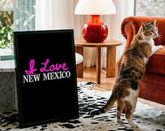 I Love New Mexico Print, New Mexico Wall Art, New Mexico Decor, New Mexico Poster, New Mexico Gift,  USA State Poster, New Mexico Sign Print