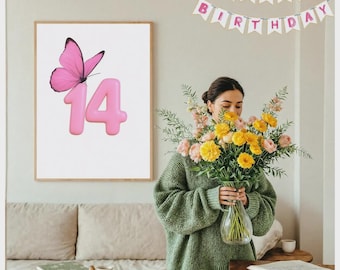 14th Birthday Gift, 14 Year Old Girl Gift, Teen Girl Birthday Gift, Fourteenth Birthday Gift, 14th Birthday Wall Art, 14th Anniversary Gift