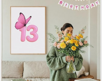 13th Birthday Gift, 13 Year Old Girl Gift, Teen Girl Birthday Gift, Thirteenth Birthday Gift, 13th Birthday Wall Art, 13th Anniversary Gift