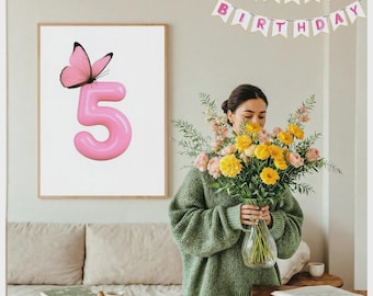 5th Birthday Decor, Fifth Birthday, 5th Birthday Wall Art, 5th Anniversary, Fifth Anniversary Gift, Five Year Anniversary, Birthday Decor