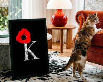 Kの文字のポスター、モダン、ミニマリスト、このプリントはKで始まる 