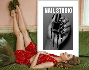 Vintage Style Beauty Studio Print, Printable Nail Salon Art, Nail Salon Decor, Nail Tech Gift, Fashion Poster, Nail Print, Nail Artist Gift.