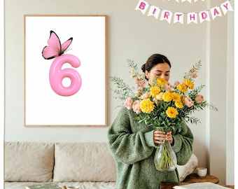 6th Birthday Gift, Sixth Birthday Decor, 6th Birthday Wall Art, 6th Anniversary Gift, Sixth Anniversary, Six Year Anniversary Birthday Decor