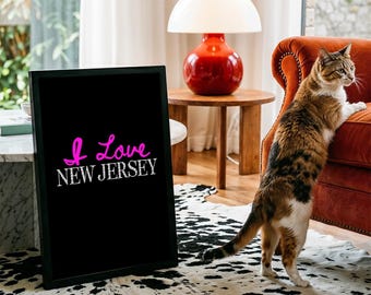 I Love New Jersey Print, New Jersey Wall Art, New Jersey Decor, New Jersey Poster, New Jersey Gift,  USA State Poster, New Jersey Sign Print