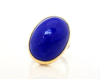 Lapis Lazuli Cocktail Contour Band, Lapis Lazuli Gemstone Ring, Blue Stone Cocktail Ring, Large Gemstone Ring, Valentines Gift for Mom