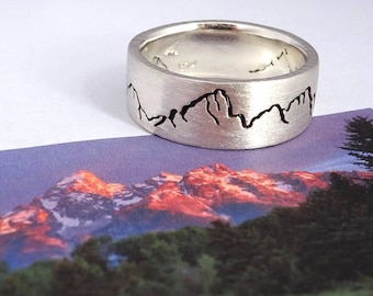 Teton Range Landscape Ring | Wyoming Mountain Wedding Band