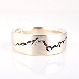 Custom Landscape Mountain Ring, Mountain Wedding, Mountain Range Ring, Mens Mountain Ring, Womens Mountain Ring, Custom Mountain Ring