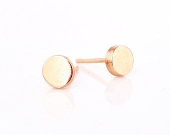 18k Yellow Gold Disc Studs, Ready to Ship, Women's Gold Studs, 18k Gold Earrings, Recycled Yellow Gold Earrings, Bridal Gold Stud Earrings