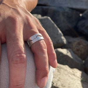 OG Mountain Ring, READY to SHIP, Alternative Wide Wedding Band, Silver Mens Wedding Band, Mountain Range Ring, Gifts for Him image 5