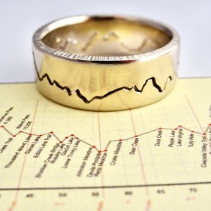 John Muir Train Ring, Mountain Band, Personalized Mountain Ring, Wedding Mountain Ring, Mountain Trail Ring, Alternative Wedding Ring image 1
