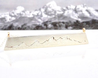 Diamond Peak Mountain Necklace: Sterling Silver, 14k Gold Accents