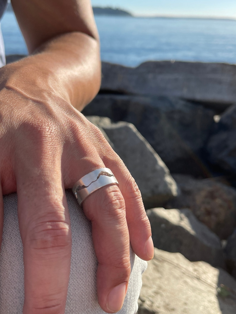 OG Mountain Ring, READY to SHIP, Alternative Wide Wedding Band, Silver Mens Wedding Band, Mountain Range Ring, Gifts for Him image 5