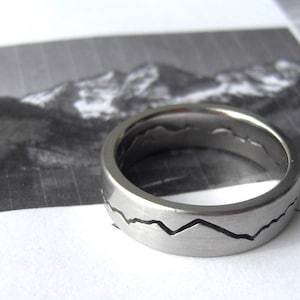 Custom Mountain Ring, 6mm Band, Modern Mountain Ring Men, Mountain Ring Women, Mountain Ring Gold, Custom Ring, Mountain Wedding Ring