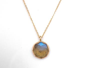 Gold Birthstone Necklace | Custom Gemstone Pendant | 14k Yellow Gold