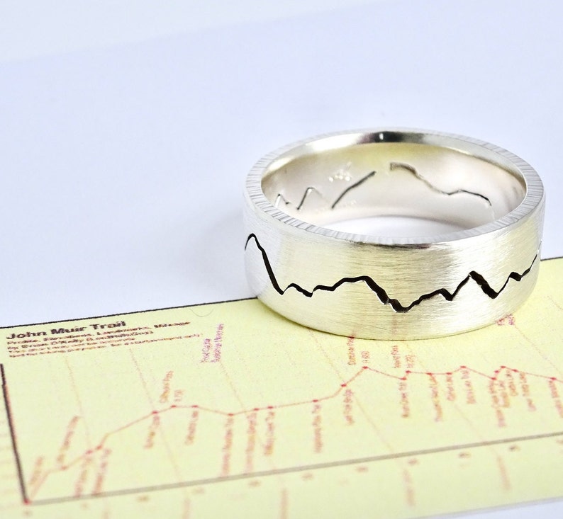 John Muir Train Ring, Mountain Band, Personalized Mountain Ring, Wedding Mountain Ring, Mountain Trail Ring, Alternative Wedding Ring image 5