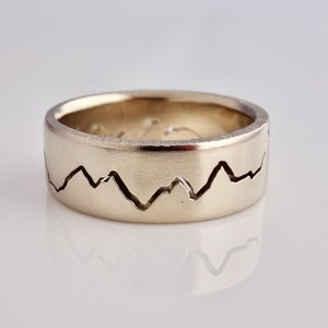 John Muir Train Ring, Mountain Band, Personalized Mountain Ring, Wedding Mountain Ring, Mountain Trail Ring, Alternative Wedding Ring image 3