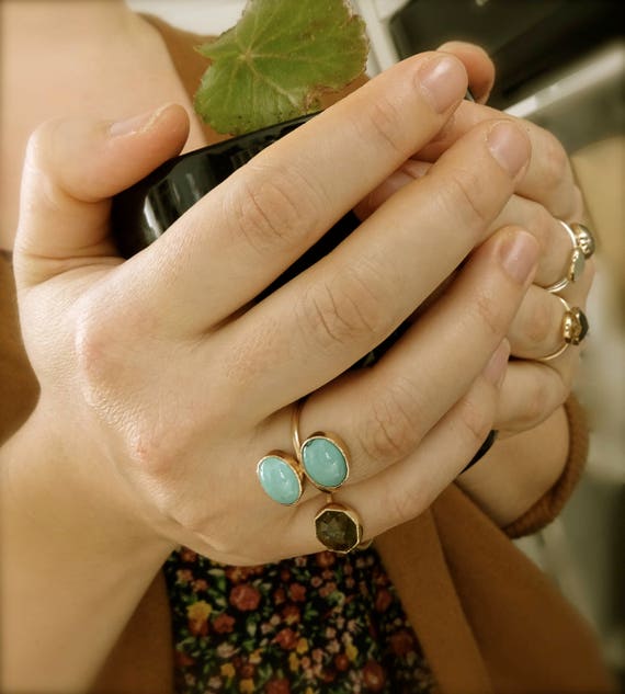 Turquoise wedding on sale ring stacker