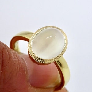 Moonstone Solitare 18k Yellow Gold Ring, Moonstone Gold Ring, Birthstone Ring, Alternative Wedding Ring, Moonstone Wedding Ring image 8