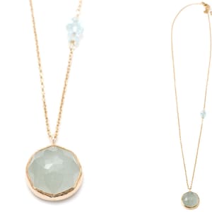 Edelstein Nena Anhänger, Geburtsstein Anhänger für Frauen, Personalisierter Edelstein Anhänger 14k Gold, Jahrestag Halskette, Push Geschenk für Mütter