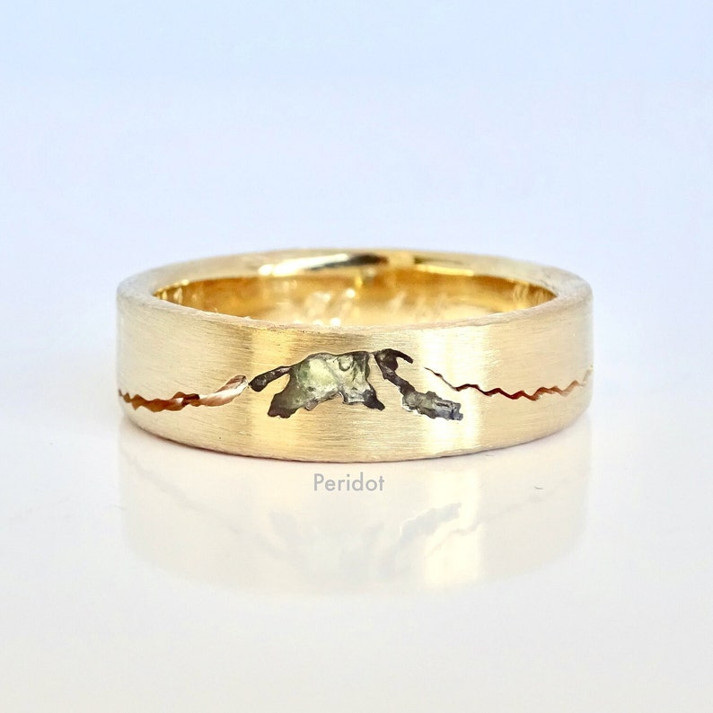 Mount Rainier Summit Ring, 8mm Band, Mens Mountain Wedding, Mountain Ring Gold, Mountain Ring with Personalization, Wide Mountain Band image 9