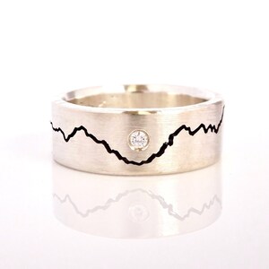 Custom Diamond Mountain Ring, Solitaire Diamond Mountain Ring, Diamond Platinum Mountain Band, Diamond Ring for Women, Womens Wedding Ring
