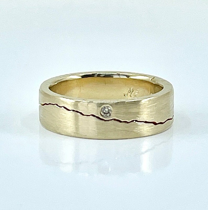 Gold Mountain Ring Set, 6mm bands, Recycled 14k & 18k Gold, Yellow Gold Anniversary Rings, Heirloom Gold Rings, Custom Gold Wedding Bands image 5