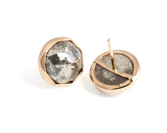 Pyrite Nena studs, Handmade in Recycled 14k Gold, Pyrite Gemstone Earrings, Petite Gemstone Studs, Michelle Lenáe Jewelry