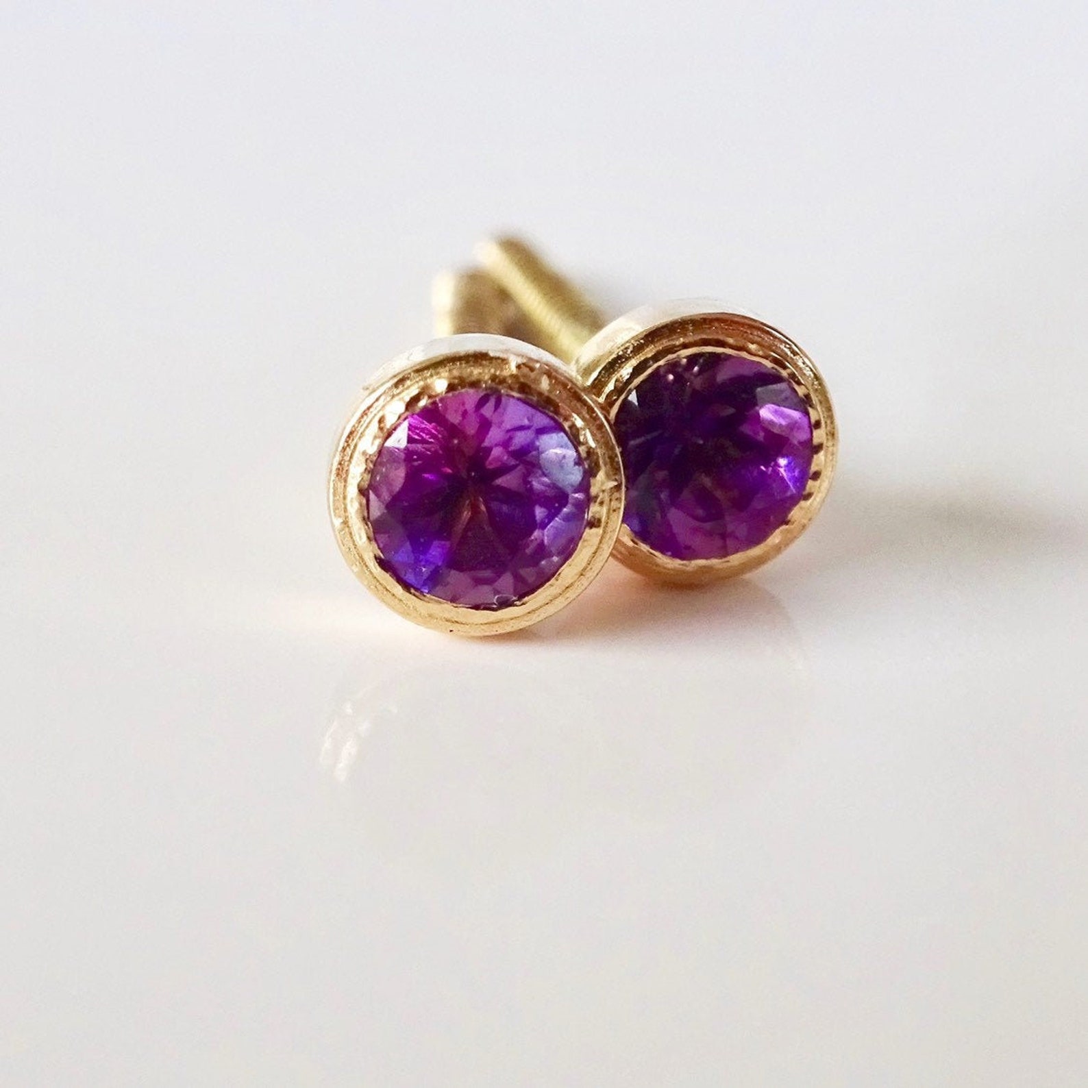 Birthstone Earrings Starter Studs 14k Yellow Gold Stud Etsy