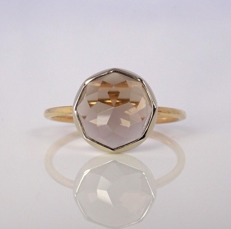 Smoky Quartz Nena Stacker Ring, Birthstone Gold Ring, Gemstone Stacking Ring, Gold gem stone Stacker, Smoky Quartz Ring image 3