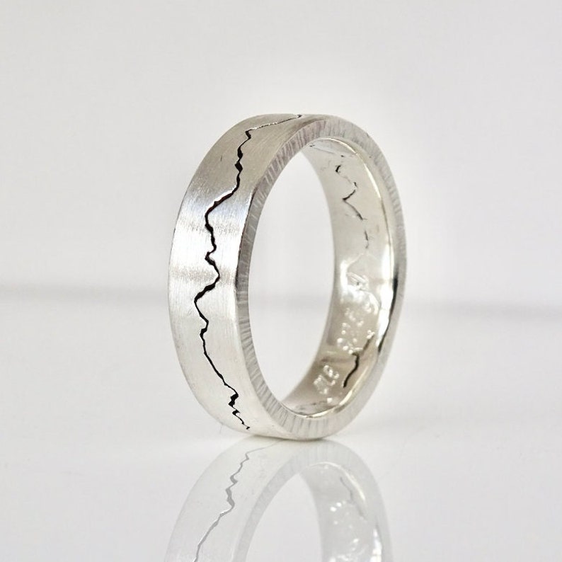John Muir Train Ring, Mountain Band, Personalized Mountain Ring, Wedding Mountain Ring, Mountain Trail Ring, Alternative Wedding Ring image 2