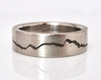 Palladium Mountain Ring, Pyrite Inlay Mountain Ring, Palladium Mens Ring, Mens Palladium Band, Wide Womens Palladium Band