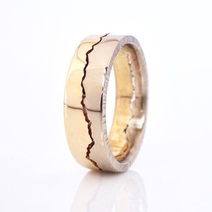 Mixed Gold Mountain Range Ring Rose Gold Mountain Wedding Ring