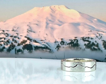 Mt Bachelor Mountain Ring, Bachelor Ring, Mountain Ring Men, Mountain Ring Women,  Ski Ring, Snowboard Ring, Mountain Wedding Ring